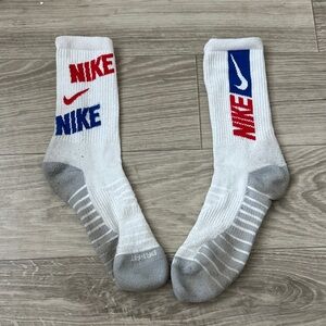 Nike White Socks with Red and Blue Accents